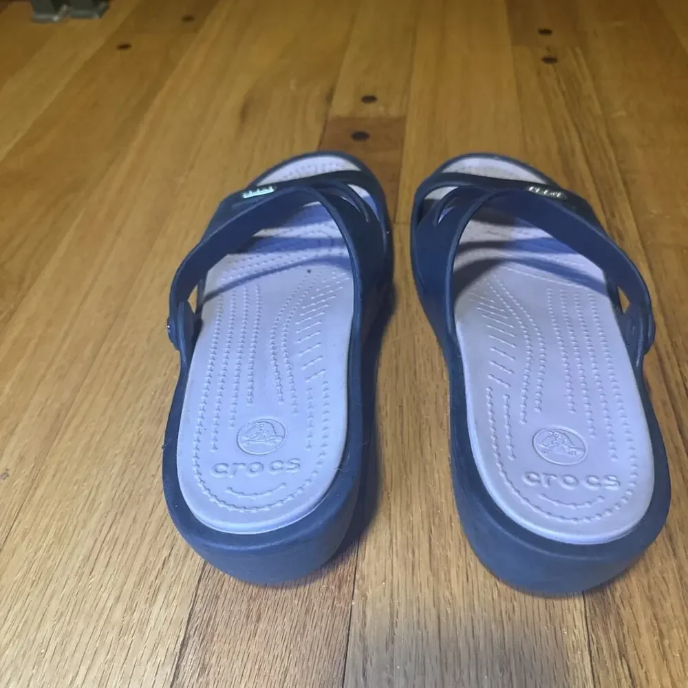 Crocs Purple Wedge Flip Flops Women's 9